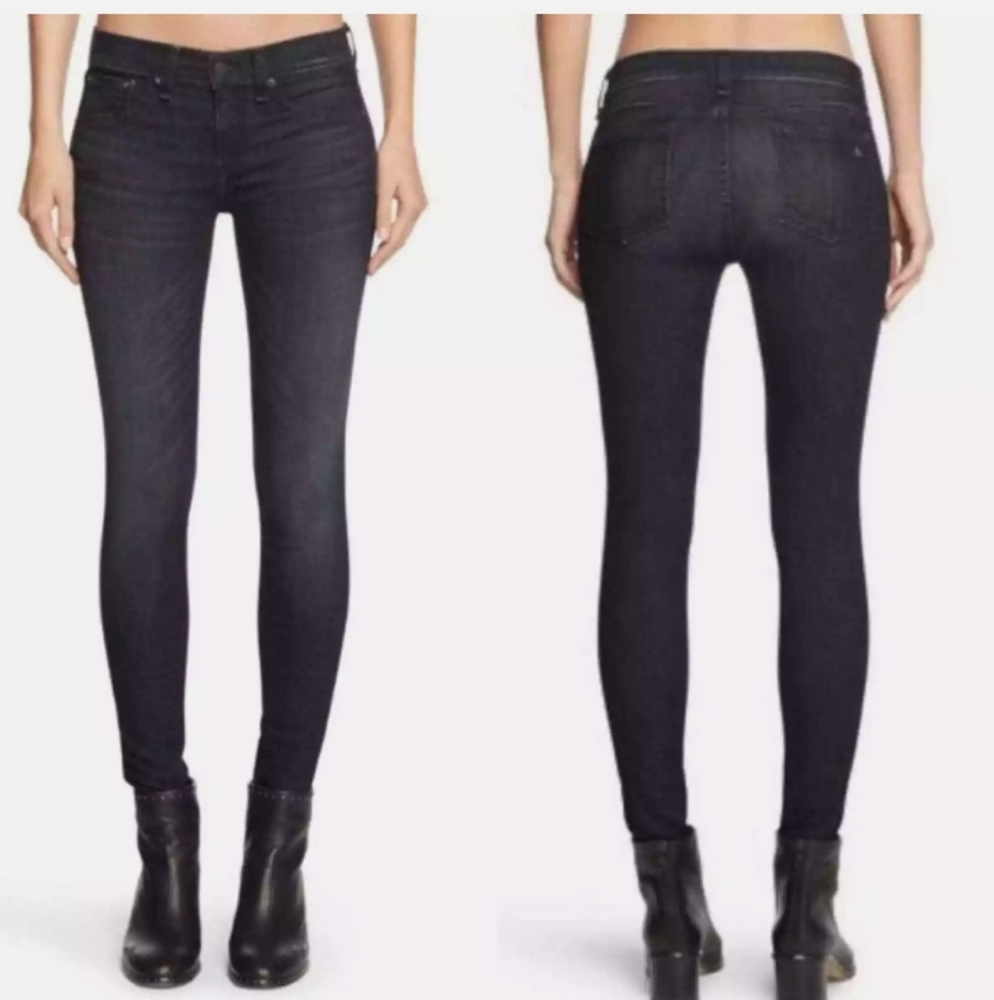 Rag & Bone Skinny Jeans Low Rise Black Wash Casual Size 26